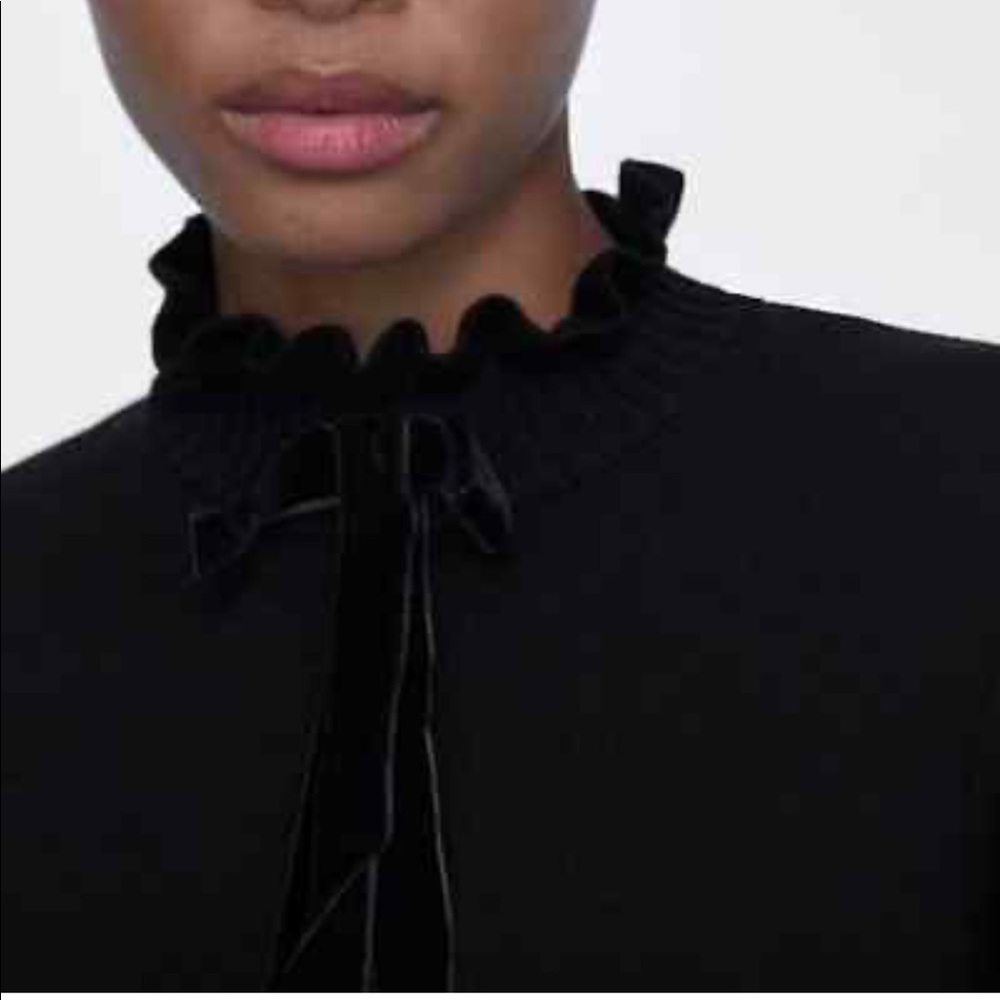 Zara Black Knit Dress with Velvet Bow